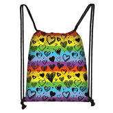 Rainbow Love Doodles Drawstring Bag